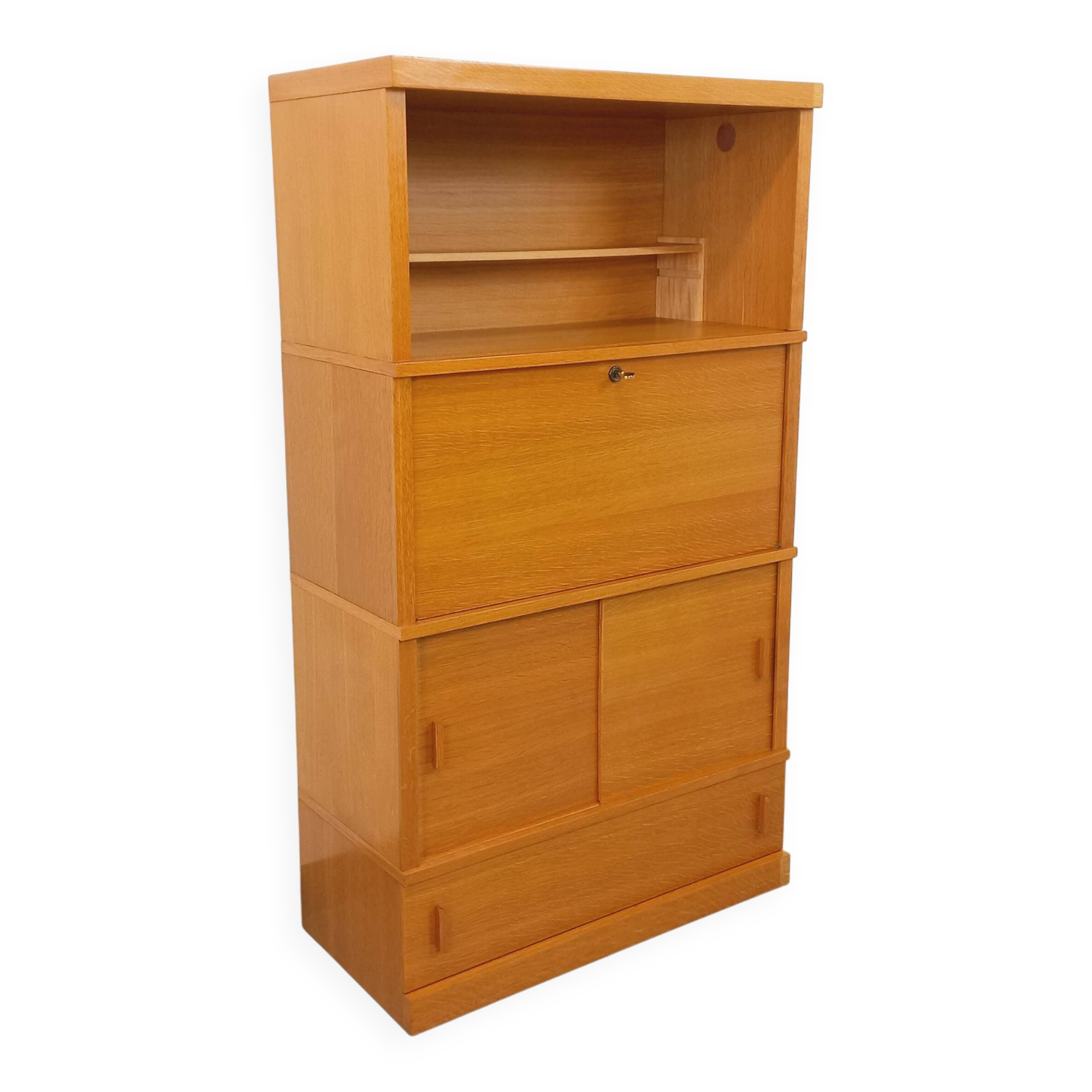 Vintage oak wood secretary bookcase storage furniture