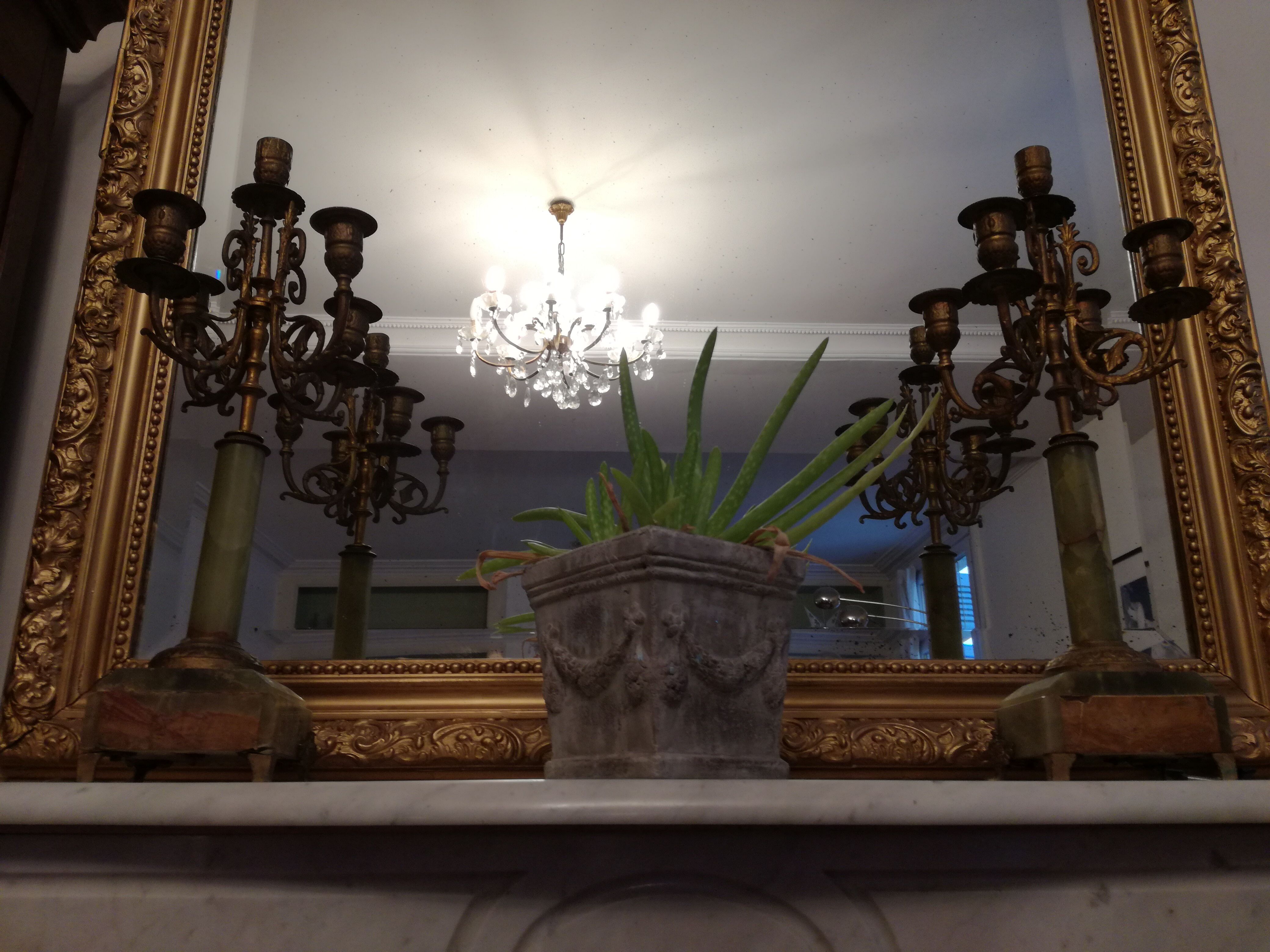 Napoleon III candelabra chandeliers in bronze and marble