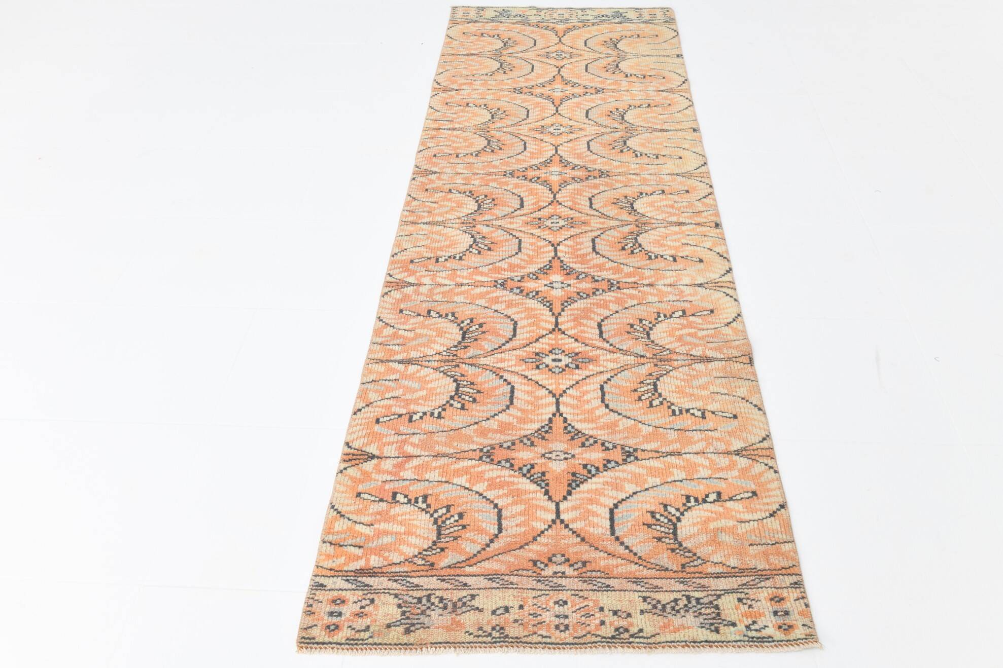 Brunt Orange Scandi Style Vintage Persian Runner Rug, 90x284 Cm