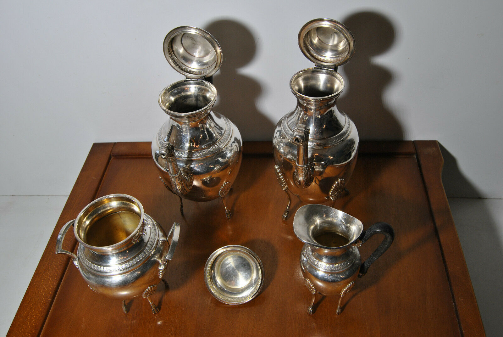 Service ancien thé café métal argenté cafetière théière sucrier pot lait
