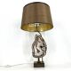 Lampe de table vintage en tranches d'agate en laiton, années 1970