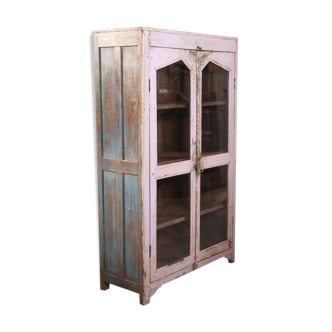Antique Burmese teak display cabinet