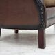 Fauteuil danois des années 1930, cuir marron, velours.
