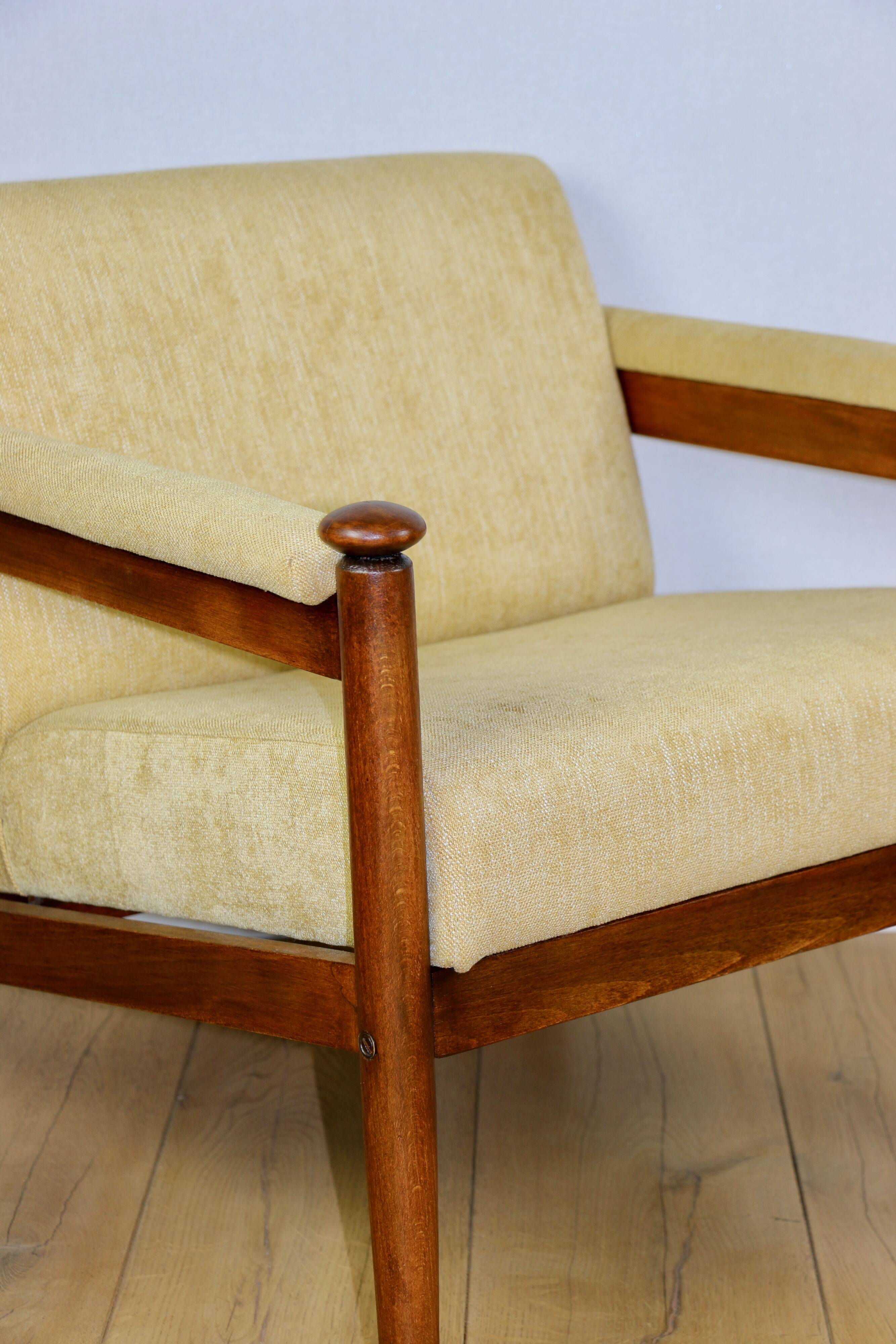 Classic PRL vintage loft armchair 70s yellow cream gold