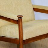 Classic PRL vintage loft armchair 70s yellow cream gold