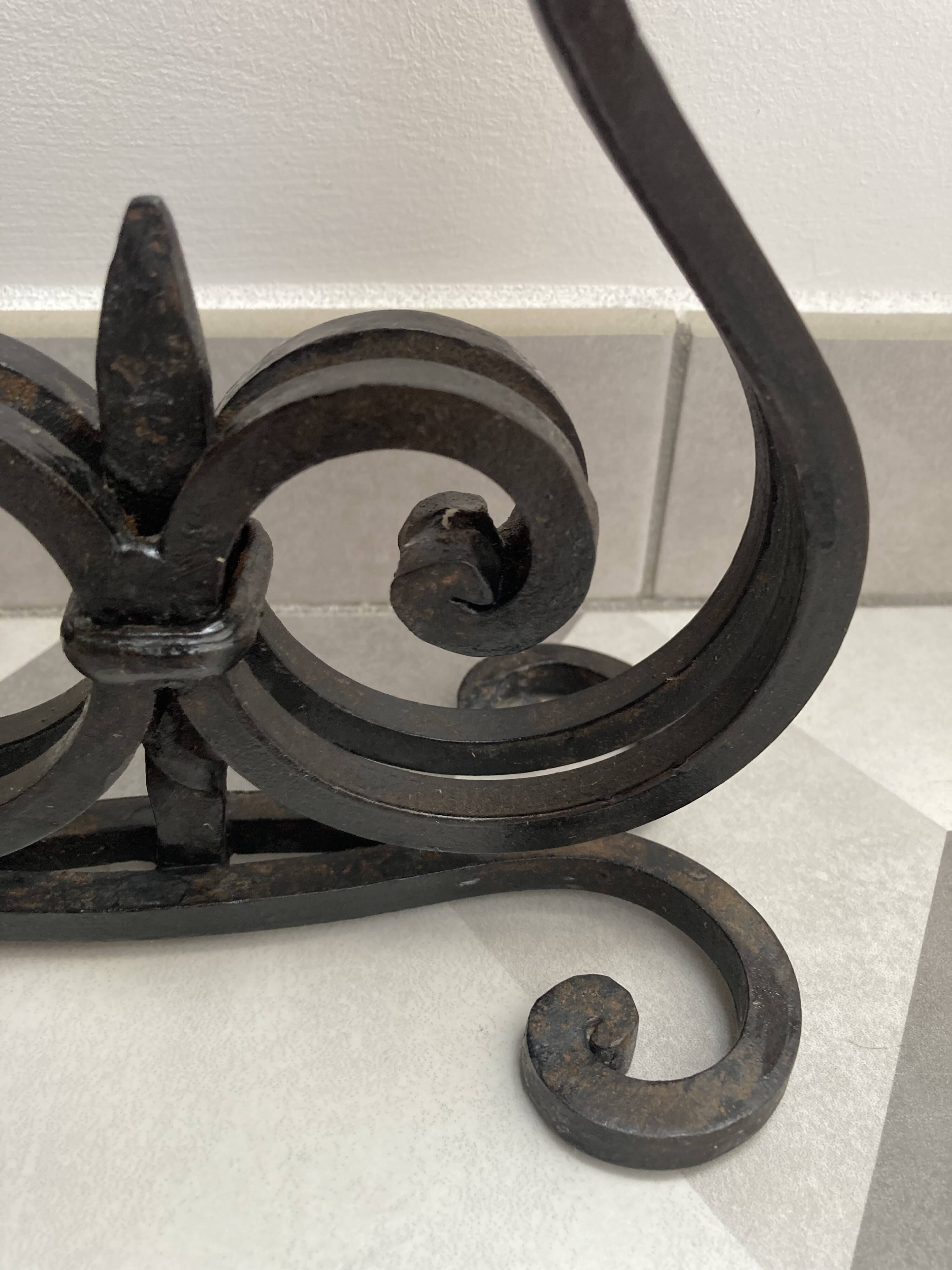 Brutalist double candle holder wrought iron