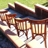 Suite of four foot bistro chairs with hoops / vintage 40s-50s