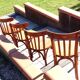 Suite of four foot bistro chairs with hoops / vintage 40s-50s