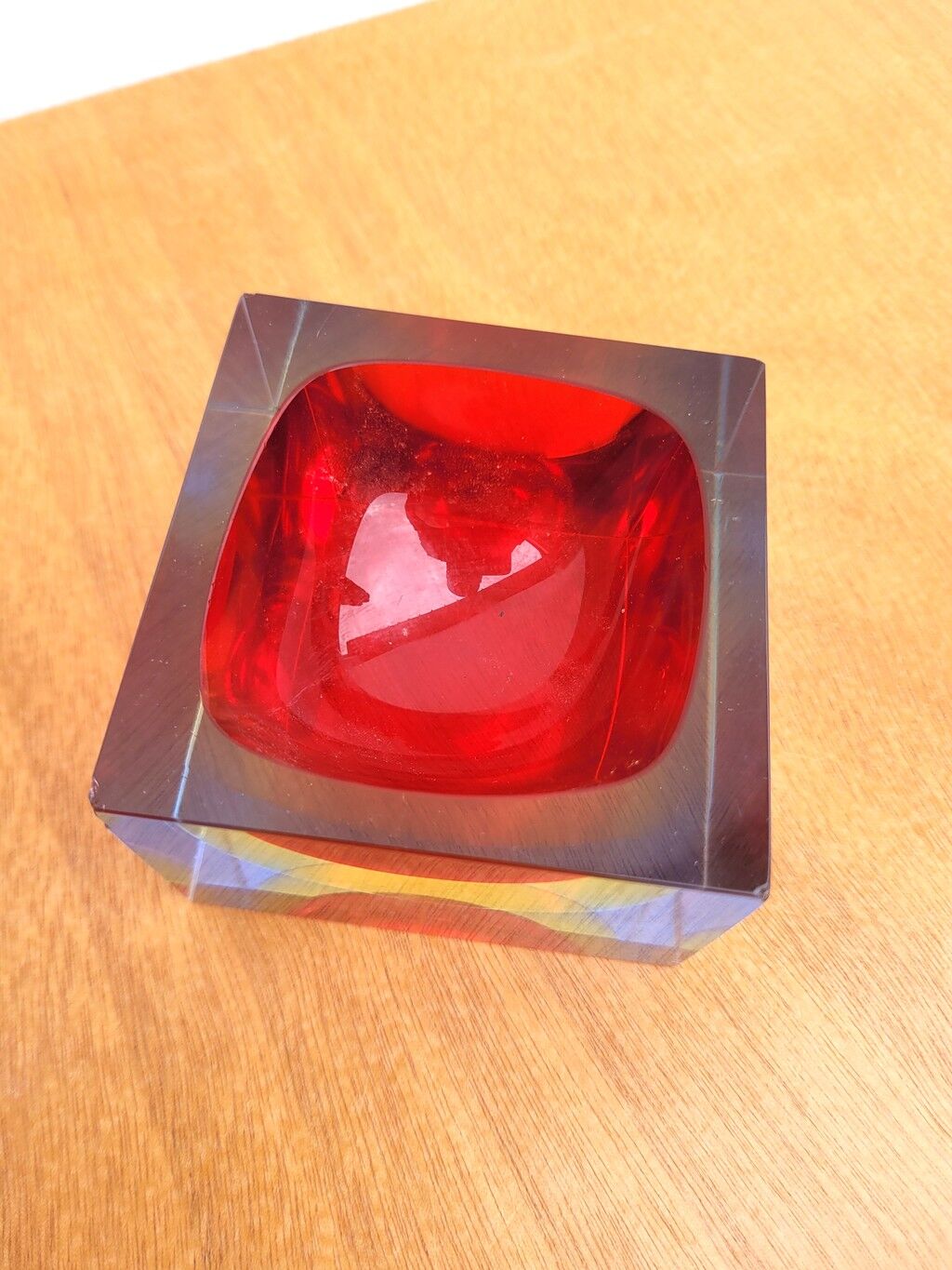 Cendrier bloc Murano sommerso – rouge & ambre