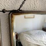 Vintage 1930s barber's triptych mirror, black beveled crystal - 28 x 70 cm