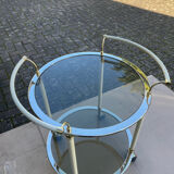 1960s glass and brass bar cart