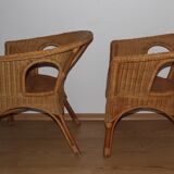 Pair of vintage wicker armchairs