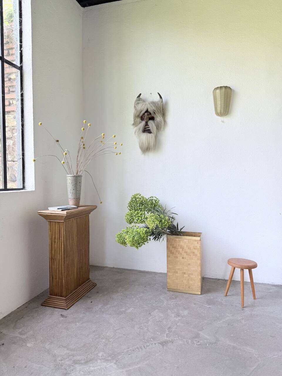 Golden oak tripod stool