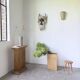 Golden oak tripod stool