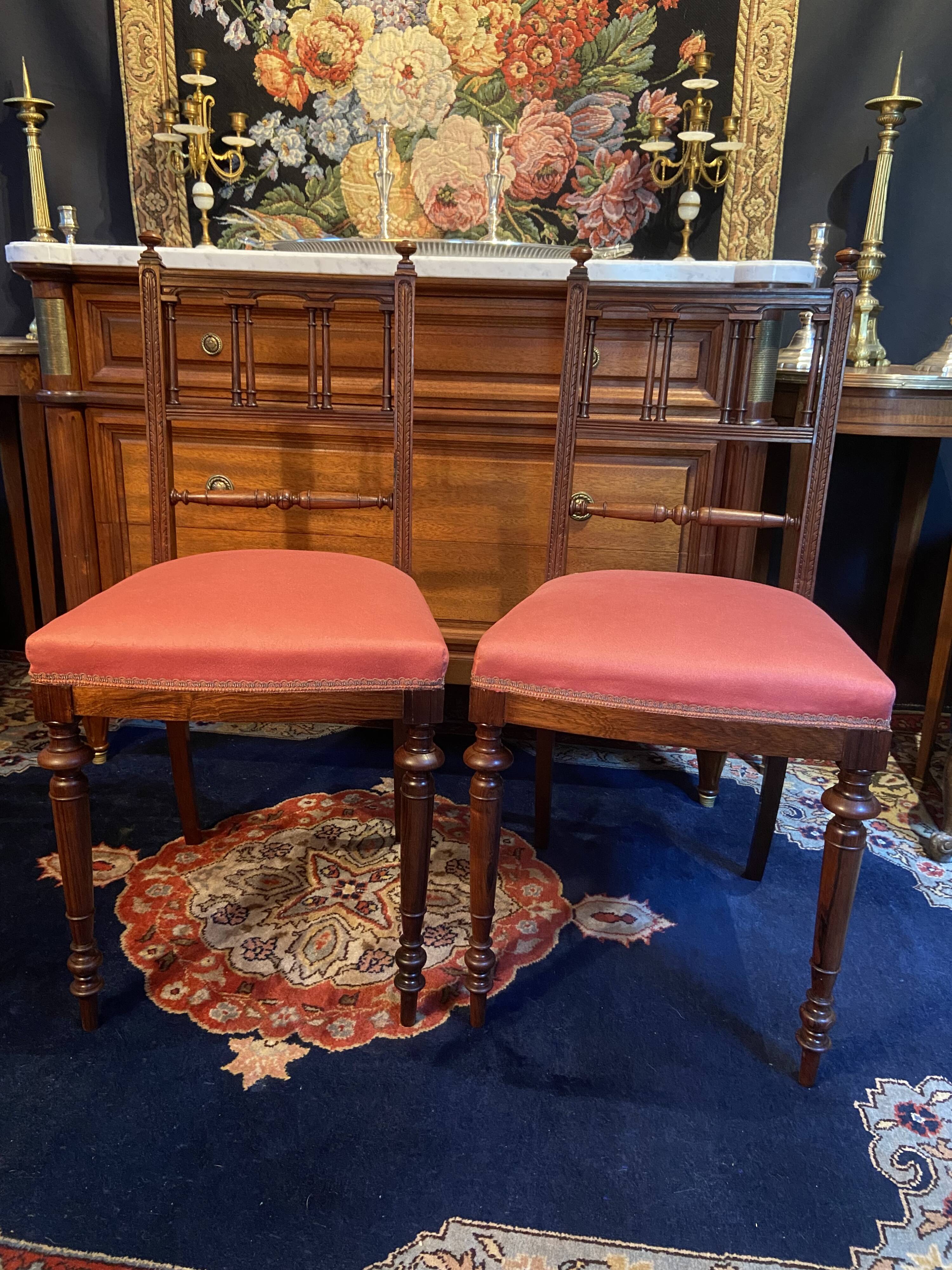 Pair of rosewood chairs from the 19th century, Napoleon III style.