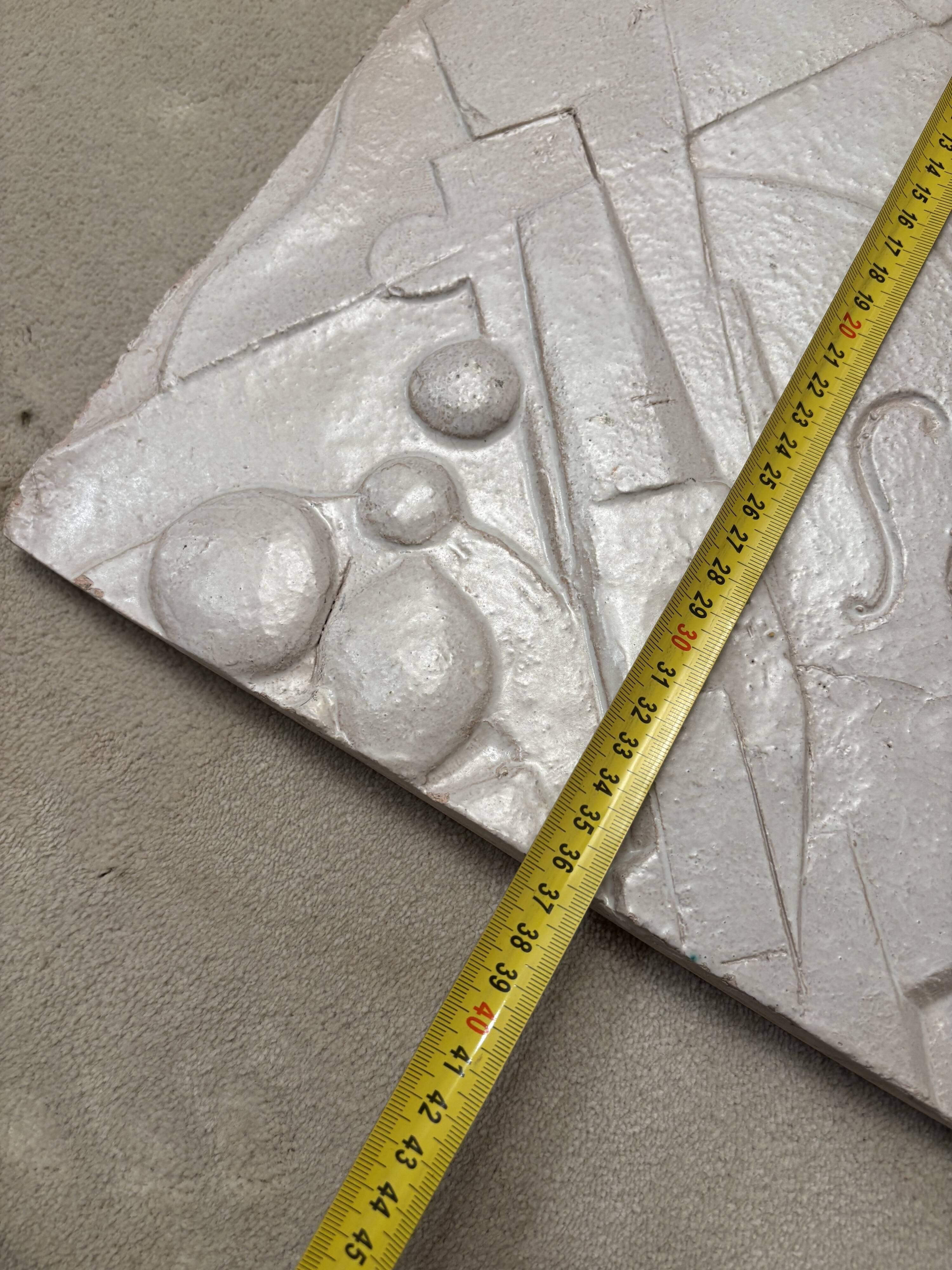 Set of 2 signed ceramic panels, still life, 1950