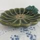 Large decorative dish, green ceramic flower, mid-20th century