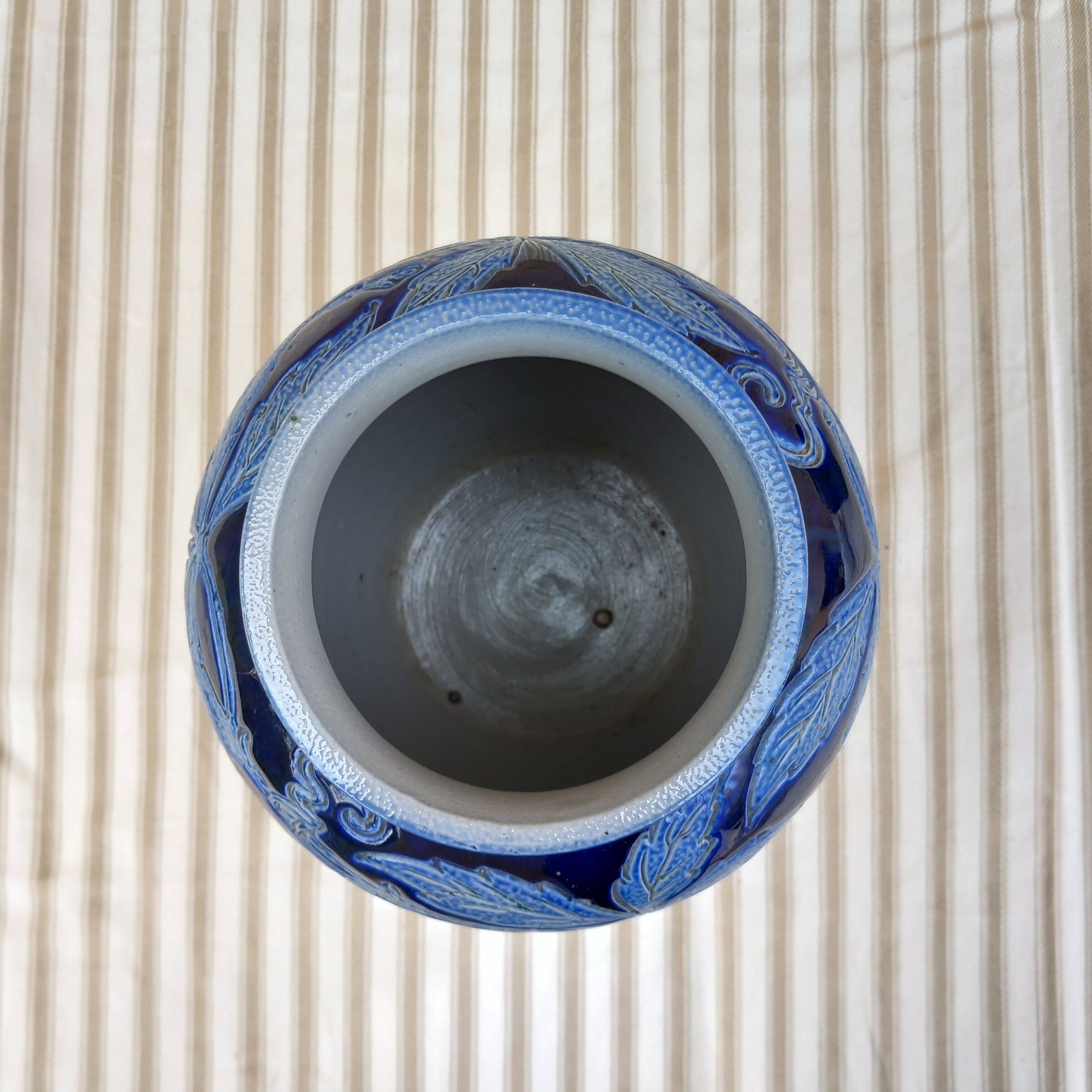 Alsace Betschdorf stoneware vase signed Krumeich Remmy with vine motif