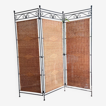 Wrought Iron and Rattan Screen