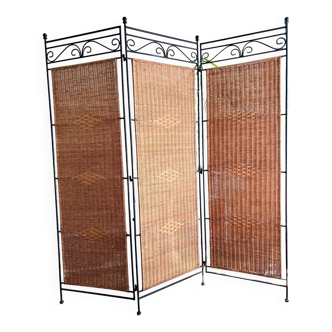 Wrought Iron and Rattan Screen