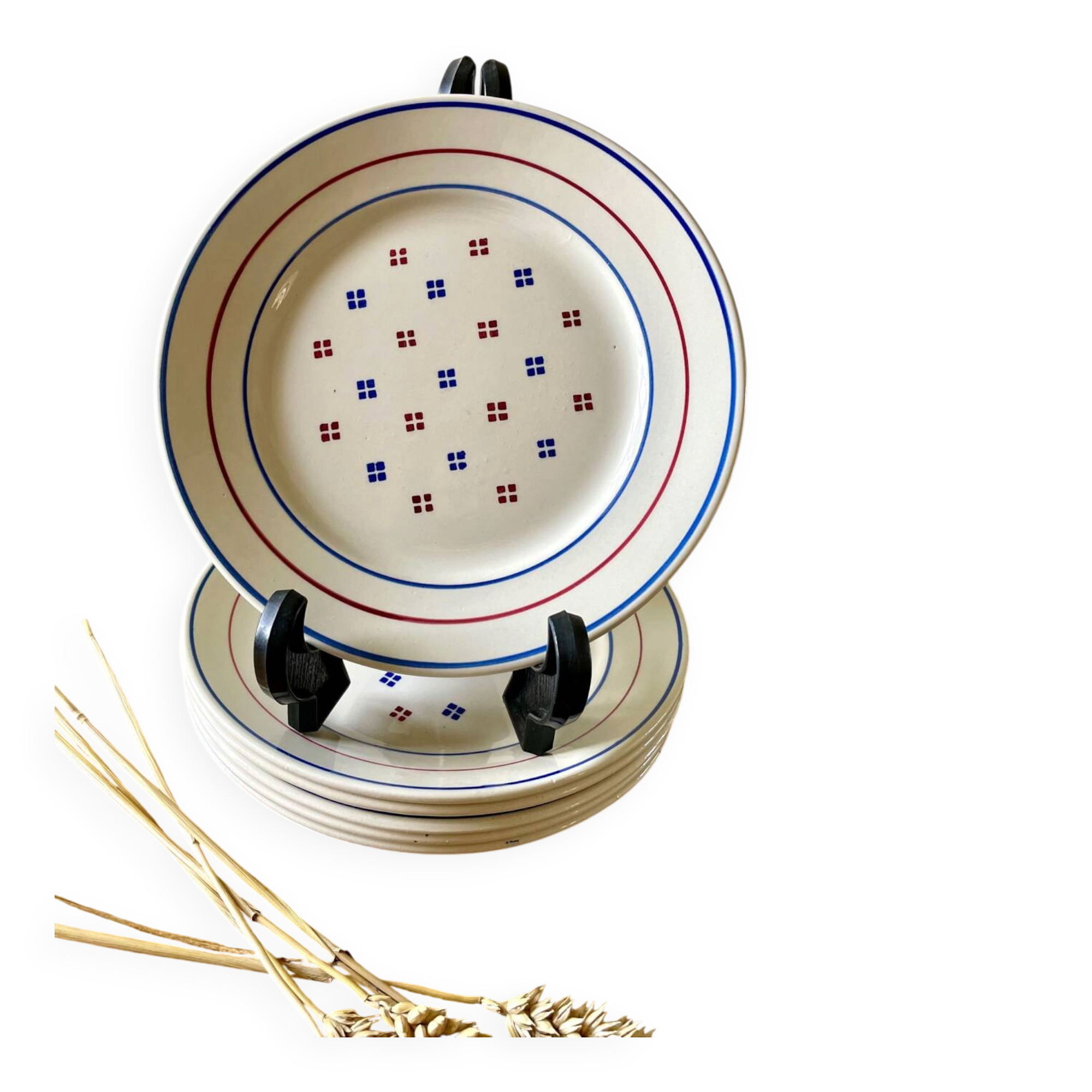 6 vintage Luneville ceramic plates