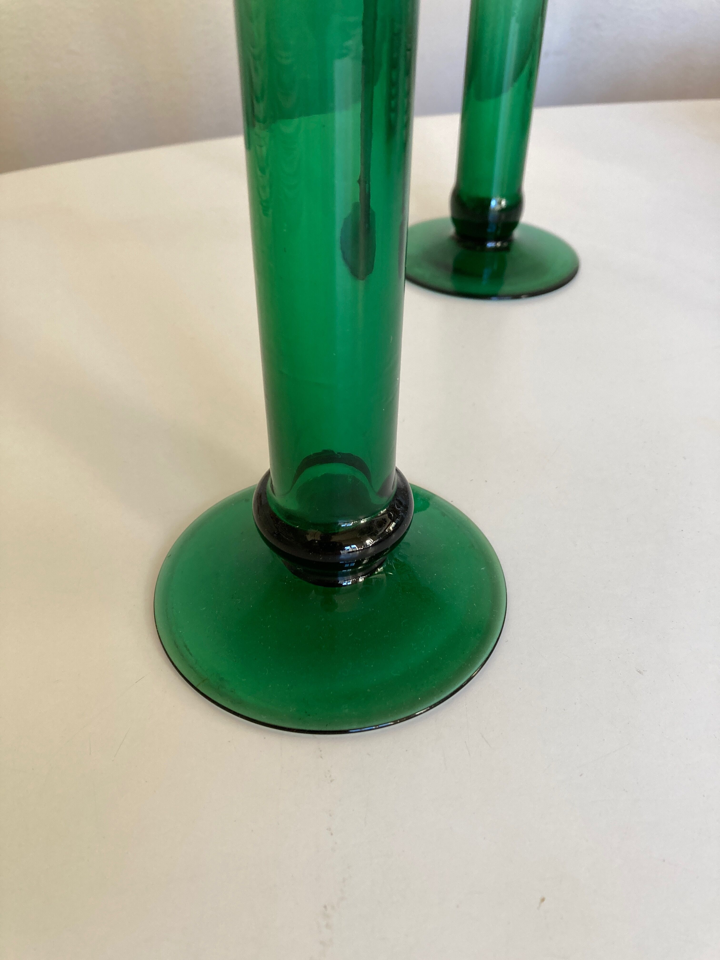 Pair of XXL candle holders in blown glass