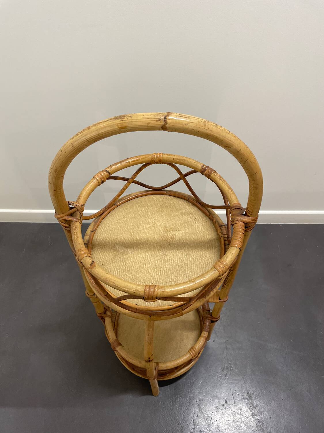 Vintage bamboo rattan server, 1950s