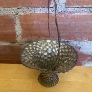 Vintage Silver-Plated Woven Basket #E015