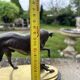 Bronze hunting dog and its prey – black marble base brass – s