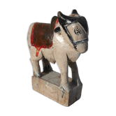 Cow nandi indian teak patina and piece of origin india 5x10x18cm