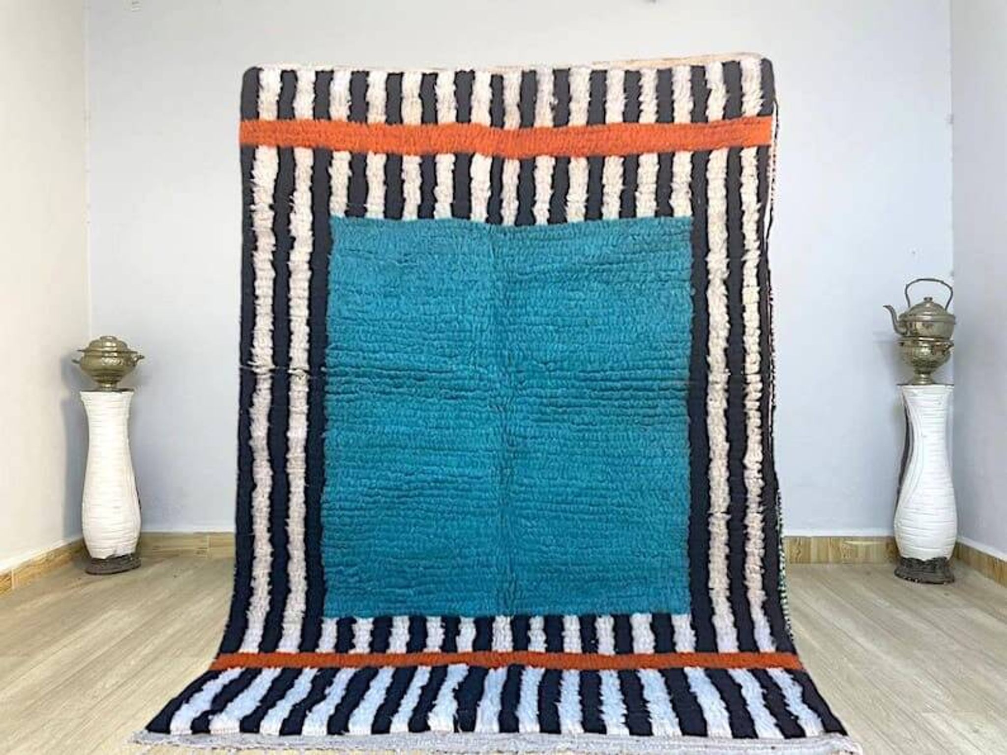 Handmade pure wool rug, size 100 x 200 cm