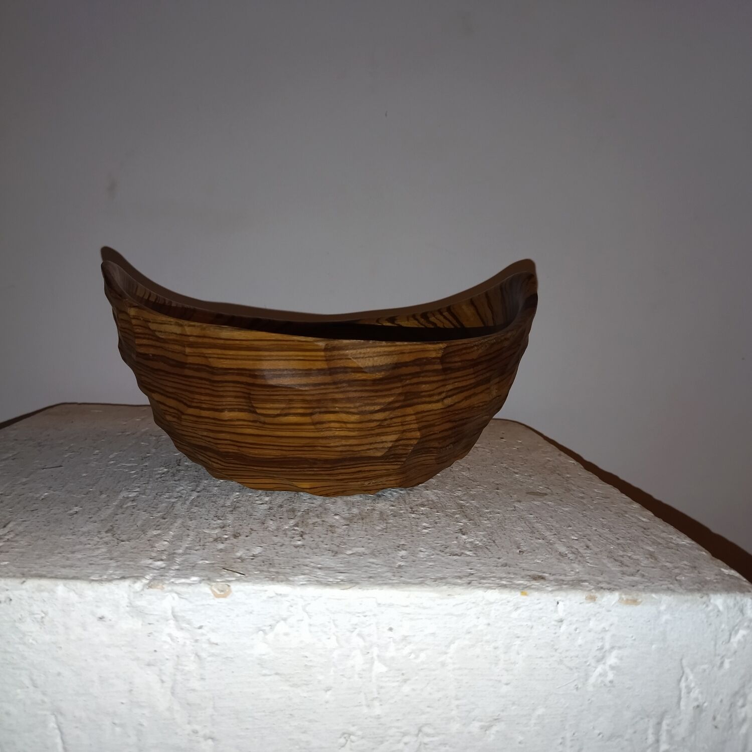 Brutalist monoxyl wood cutting