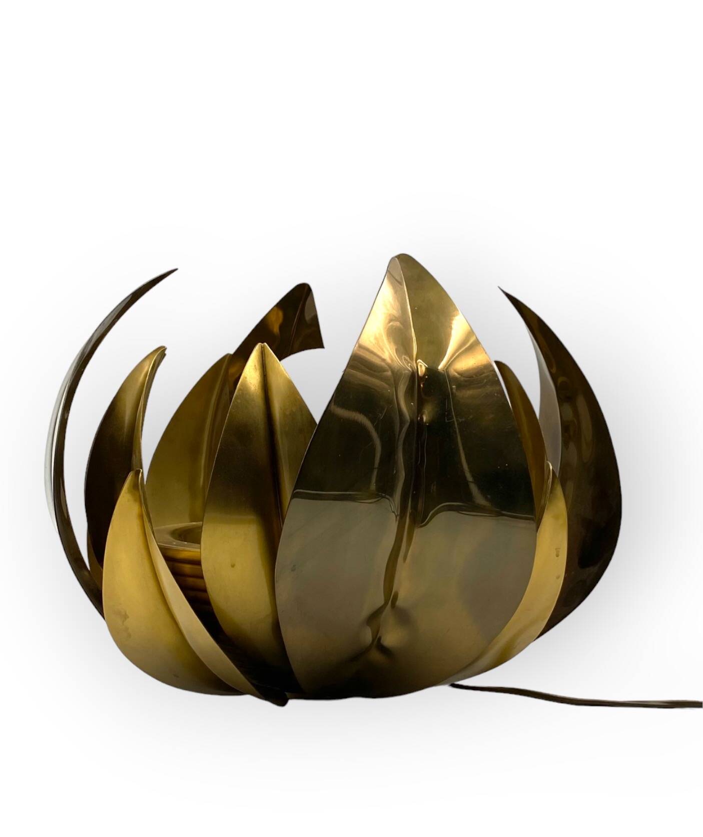 Lotus flower brass floor/table lamp, attr. Bottega Gadda, Italy, 1970