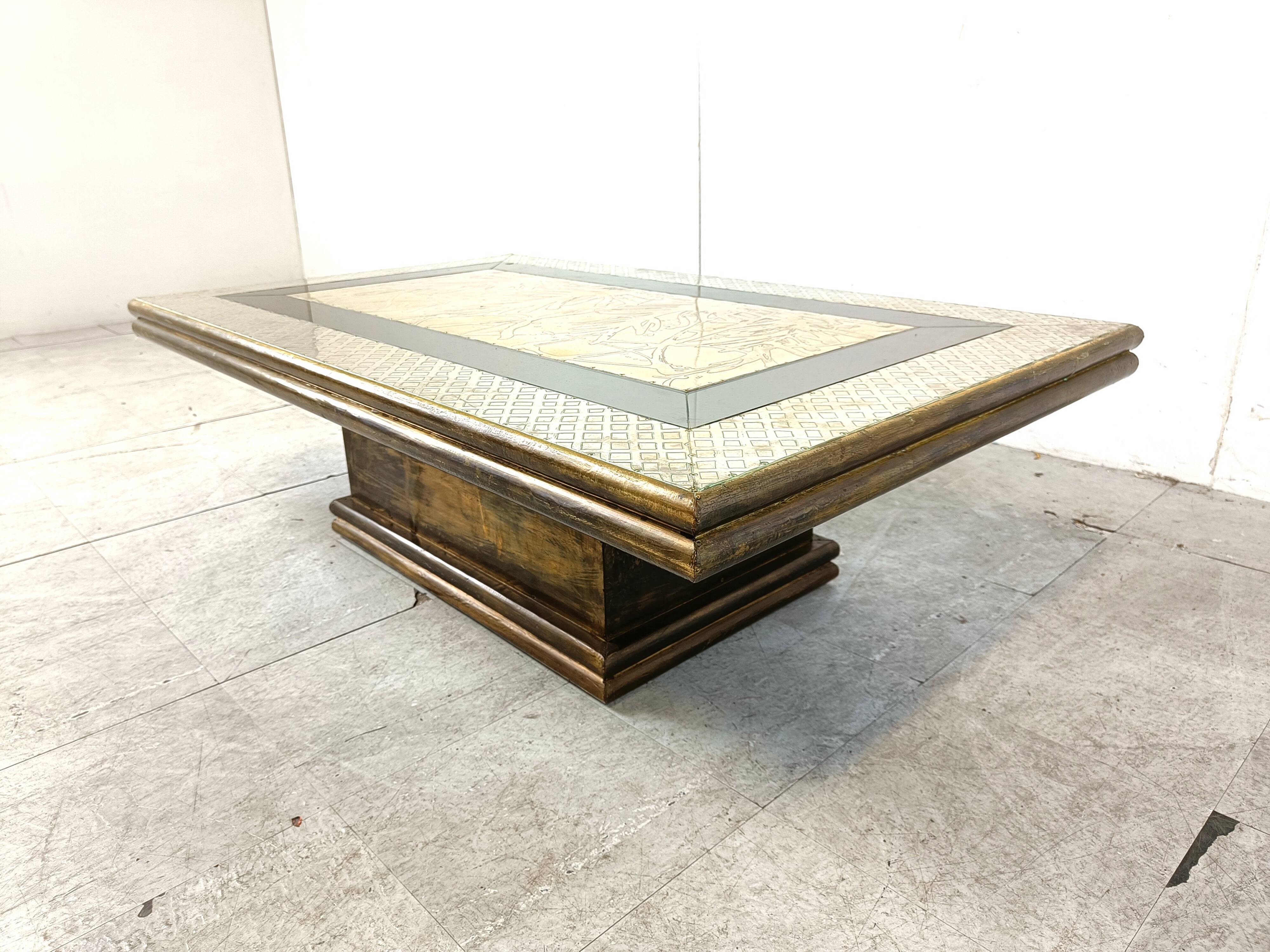 Vintage brass coffee table by Rodolfo Dubarry, 1970s