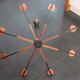 Scandinavian chandelier with 8 arms of light, teak, circa 1965