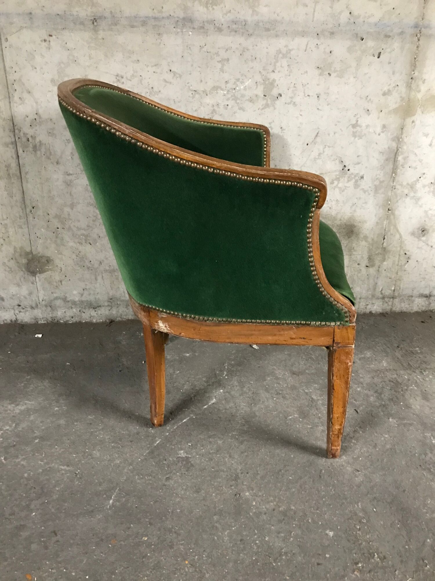 Office velvet green louis XVI bergere Chair