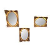 3 large oval mirrors, 19th century style, gilded with square frames and beautiful moulding.