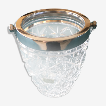 Crystal and silver metal ice bucket