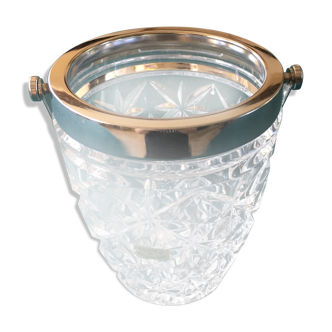 Crystal and silver metal ice bucket