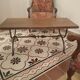 Coffee table, wooden top, wrought iron legs