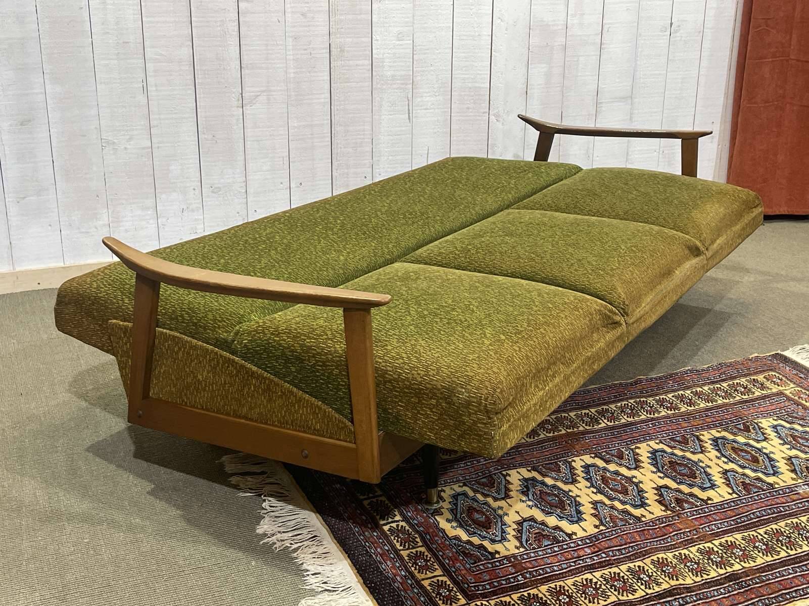 1970s English beech sofa bed