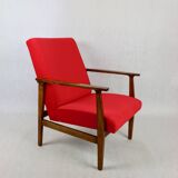 Chaise longue vintage en velours rouge, années 1970