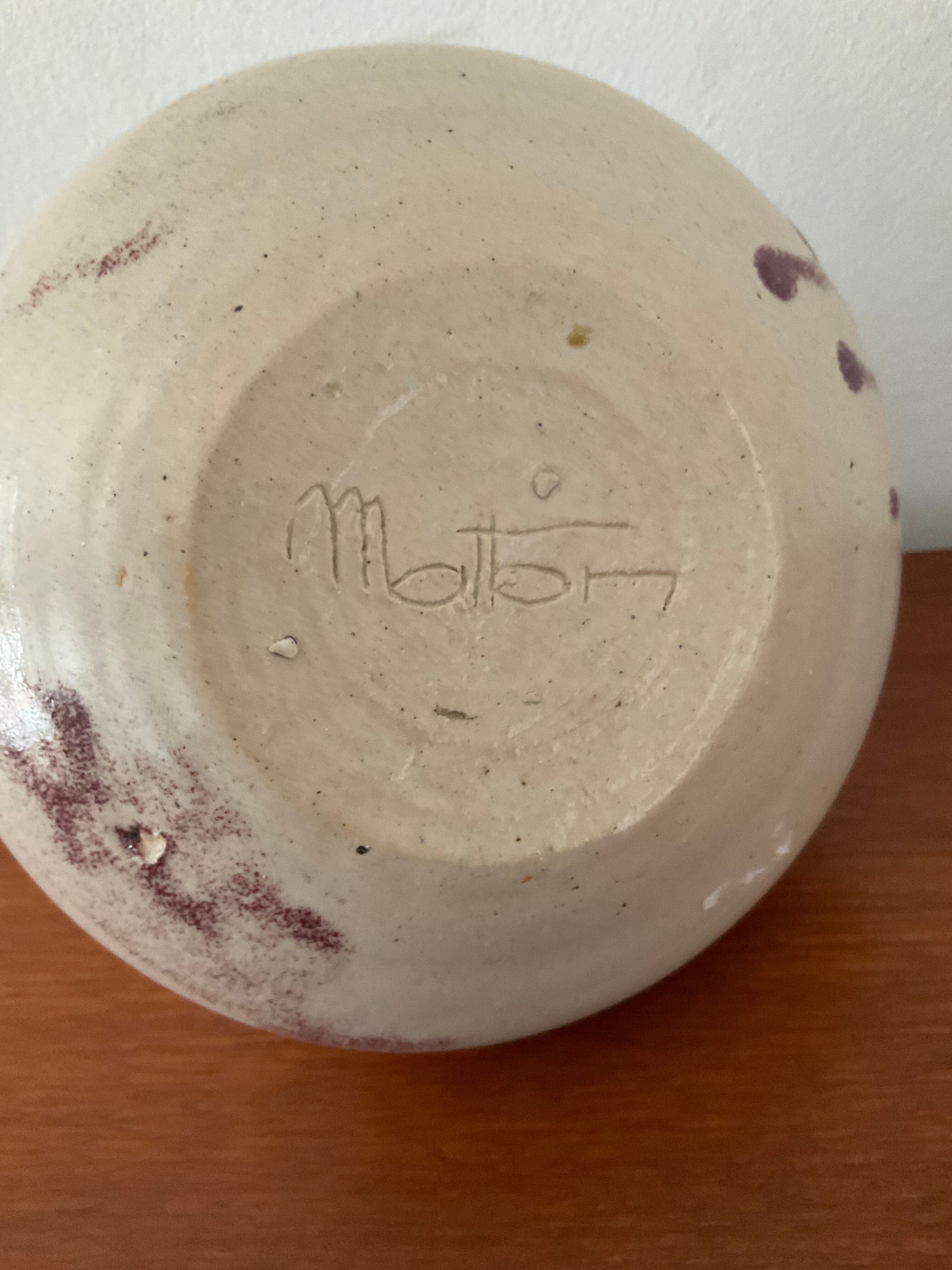 Vintage sandstone vase signed