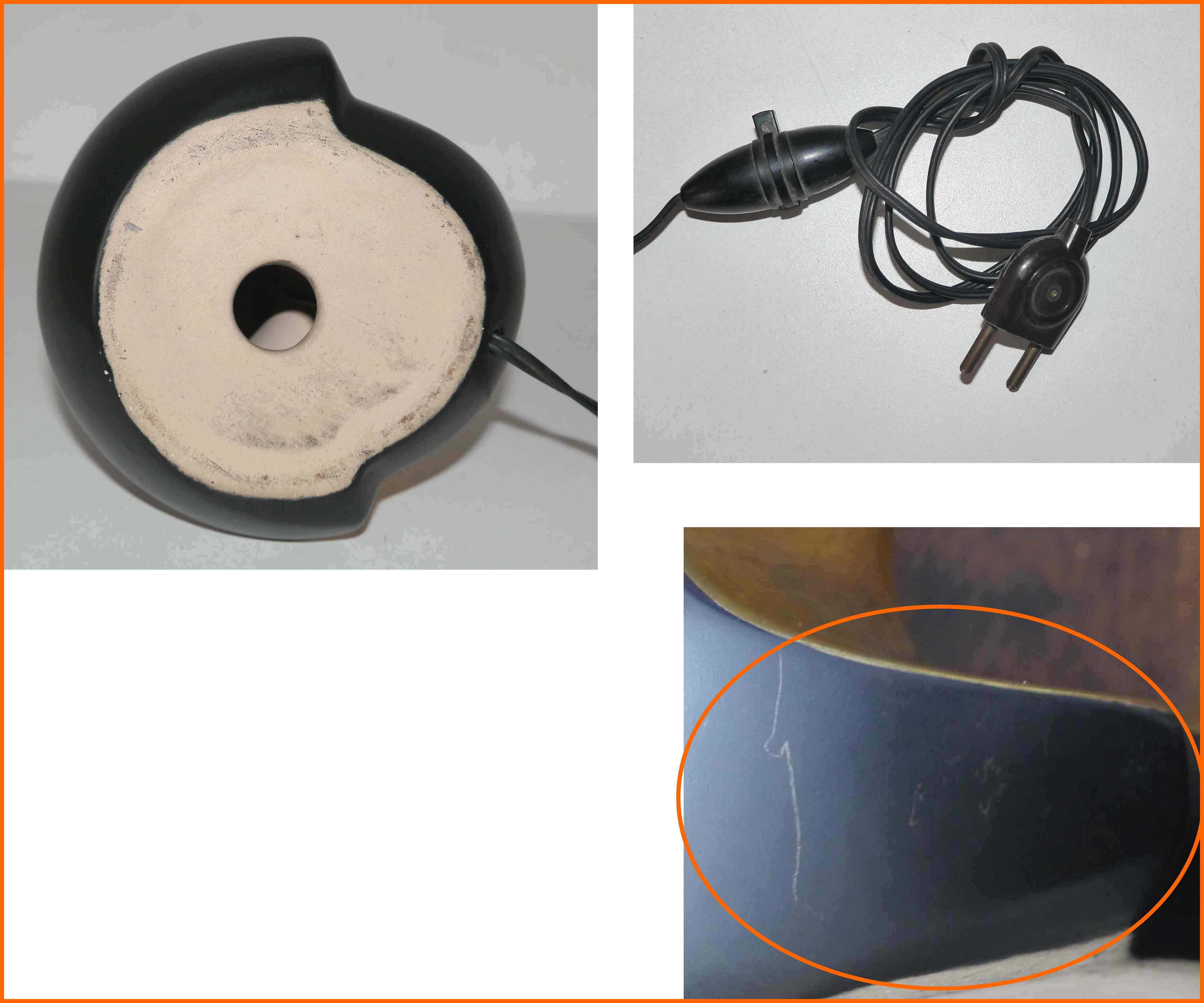 Cracked ceramic and gold lamp foot (signed DA)