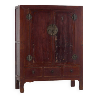 Antique vermilion red cabinet (China, circa 1900)