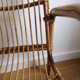 Pair of bamboo and rattan armchairs