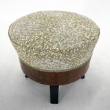 Upholstered wallnut veneer footstool, italy 1950