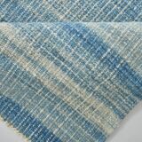 5x9 Blue & Beige Modern Kilim Rug, 147x288Cm