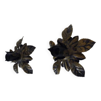 Pair of golden foliage wall sconces, Italy, 1980s