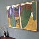 Mid-Century Modern "Modernist Cow" Swedish Vintage Landscape Oil Painting by Ture Fabianssonb